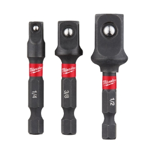 Afbeeldingen van MILWAUKEE® Dopadapter SHOCKWAVE 1/4Hex - 1/4, 3/8, 1/2 aandrijfvierkanten (3-delig) Impact adaptor set - 3pc