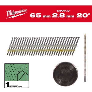 Afbeeldingen van MILWAUKEE® Draadnagels, 20°, ronde kop 20° Round Head 65 mm / RS / B / SC1 - 2.000 pc