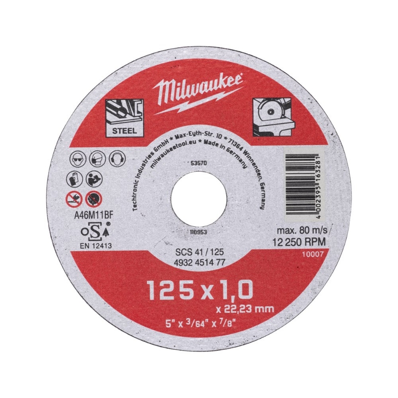 Afbeeldingen van MILWAUKEE® Metaaldoorslijpschijf SCS 41 / 125 x 1 x 22 mm Contractor series - 1 pc