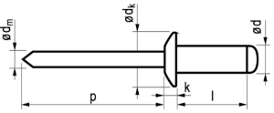 Afbeeldingen van Masterfix Blindklinknagel aluminium/staal open type/bolkop MFX 1031