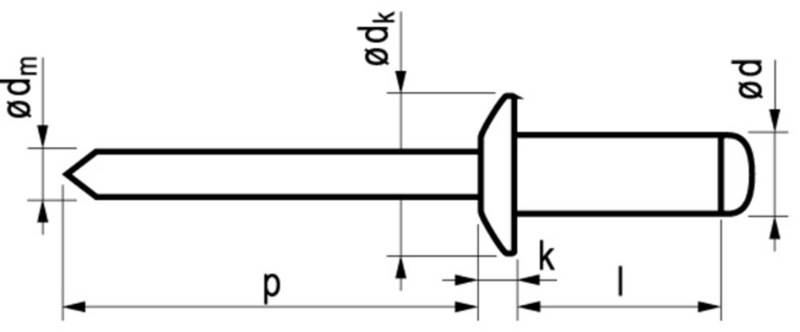 Afbeeldingen van Masterfix Blindklinknagel aluminium/staal open type/bolkop MFX 1031