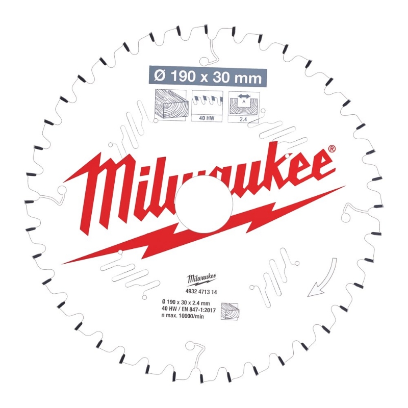 Afbeeldingen van MILWAUKEE® Cirkelzaagblad MS CSB MS W 190 x 30 x 2,4 x 40ATB neg.