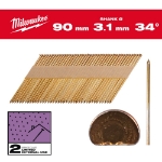 Afbeeldingen van MILWAUKEE® Draadnagels, 34°, D-kop 34° D-Head 90 mm / SS / G / SC2 - 2.200 pc