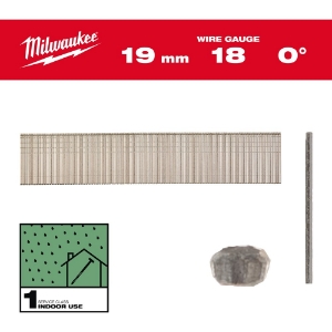 Afbeeldingen van MILWAUKEE® Brad spijkers, 18 gauge, dunne kop 18G / 19 mm / RC / G / SC1 - 10.000 pc