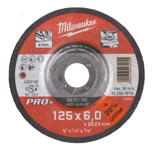 Afbeeldingen van MILWAUKEE® Metaalafbraamschijf SG 27 / 125 x 6 x 22 mm - 1 pc