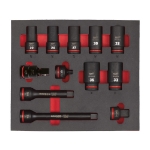 Afbeeldingen van MILWAUKEE® Slagdop SHOCKWAVE 3/4" Lange Doppen in Foam 3/4" Sockets deep foam set 1 (12 pc)