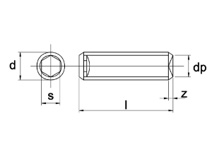 Afbeeldingen van Kobout B.V. Stelschroef binnenzeskant kratereind DIN 916 45H, verzinkt