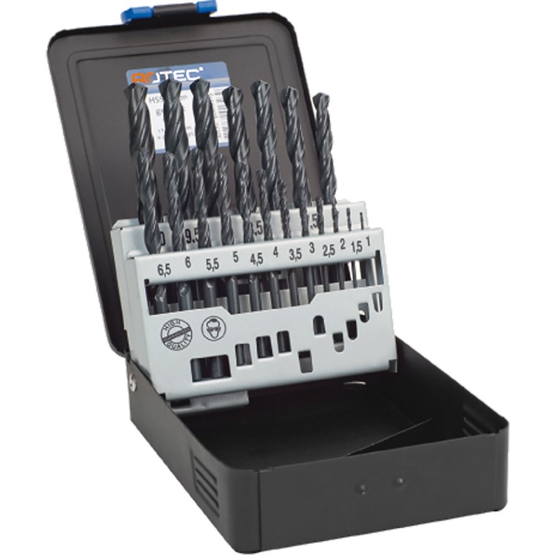 Afbeeldingen van Rotec HSS-R Spiraalborenset, Silver-Line, in metalen cassette 100