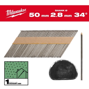 Afbeeldingen van MILWAUKEE® Draadnagels, 34°, D-kop 34° D-Head 50 mm / SS / B / SC1 - 2.200 pc
