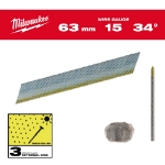 Afbeeldingen van MILWAUKEE® Afwerkspijkers, 15 gauge, 34°, D Head Inox 15G / 34° / 63 mm / SC3 - 2.200 pc