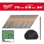 Afbeeldingen van MILWAUKEE® Draadnagels, 34°, D-kop 34° D-Head 75 mm / SS / B / SC1 - 2.200 pc