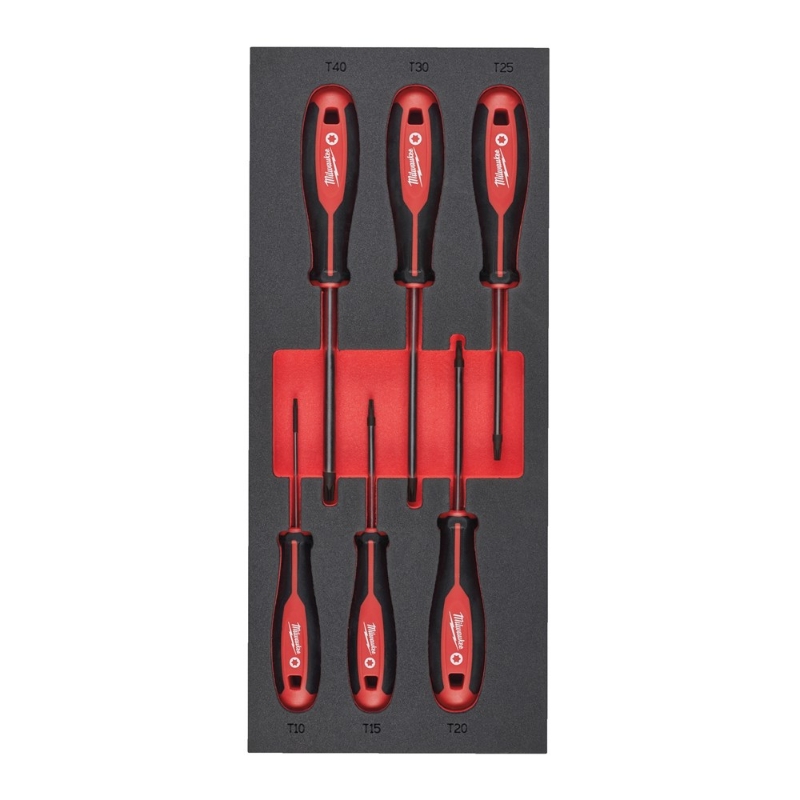 Afbeeldingen van MILWAUKEE® Foam Inlay schroevendraaier TX Set 2 (6 delig) Screwdriver TX Set 2 Foam Insert - 6 pc