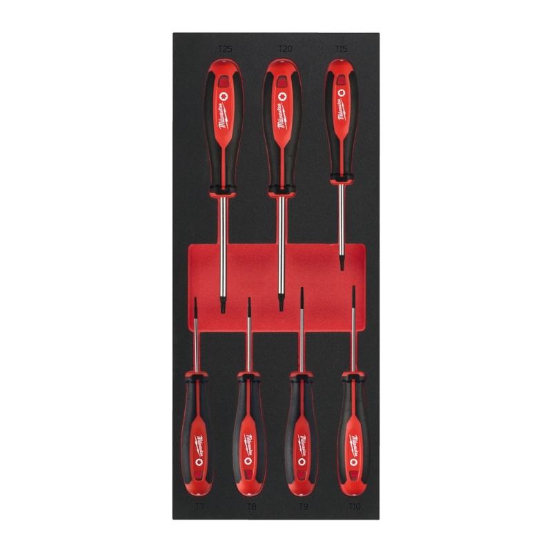 Afbeeldingen van MILWAUKEE® Foam Inlay schroevendraaier TX Set 1 (7 delig) Screwdriver TX Set 1 Foam Insert - 7 pc