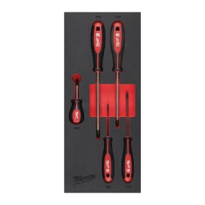 Afbeeldingen van MILWAUKEE® Foam Inlay schroevendraaier PH Set (5 delig) Screwdriver PH Set Foam Insert - 5 pc