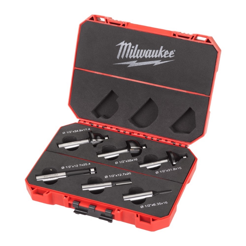 Afbeeldingen van MILWAUKEE® Bovenfrezen sets Router bit set 12.7mm - 6 pc