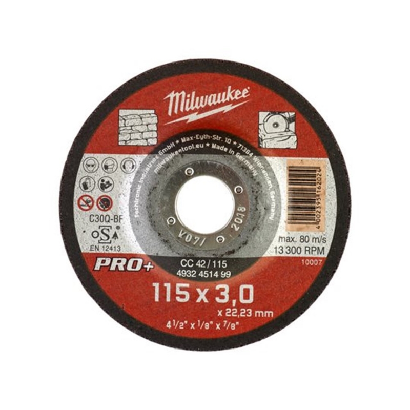 Afbeeldingen van MILWAUKEE® Doorslijpschijf voor steen Stone Cutting Disc Pro+ CC42 115x3mm-1pc