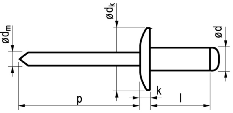 Afbeeldingen van Masterfix Blindklinknagel aluminium/staal open type/grote bolkop MFX 1032