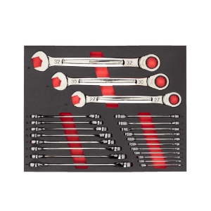 Afbeeldingen van MILWAUKEE® Foam Inlay Ringratel-steeksleutel set MAXBITE™