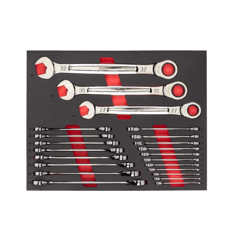 Afbeeldingen van MILWAUKEE® Foam Inlay Ringratel-steeksleutel set MAXBITE™