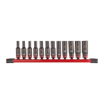 Afbeeldingen van MILWAUKEE® Slagdoppenset 1/4 lang op rail (12-delig) 1/4" impact socket set-12pc