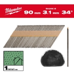 Afbeeldingen van MILWAUKEE® Draadnagels, 34°, D-kop 34° D-Head 90 mm / SS / B / SC1 - 2.200 pc