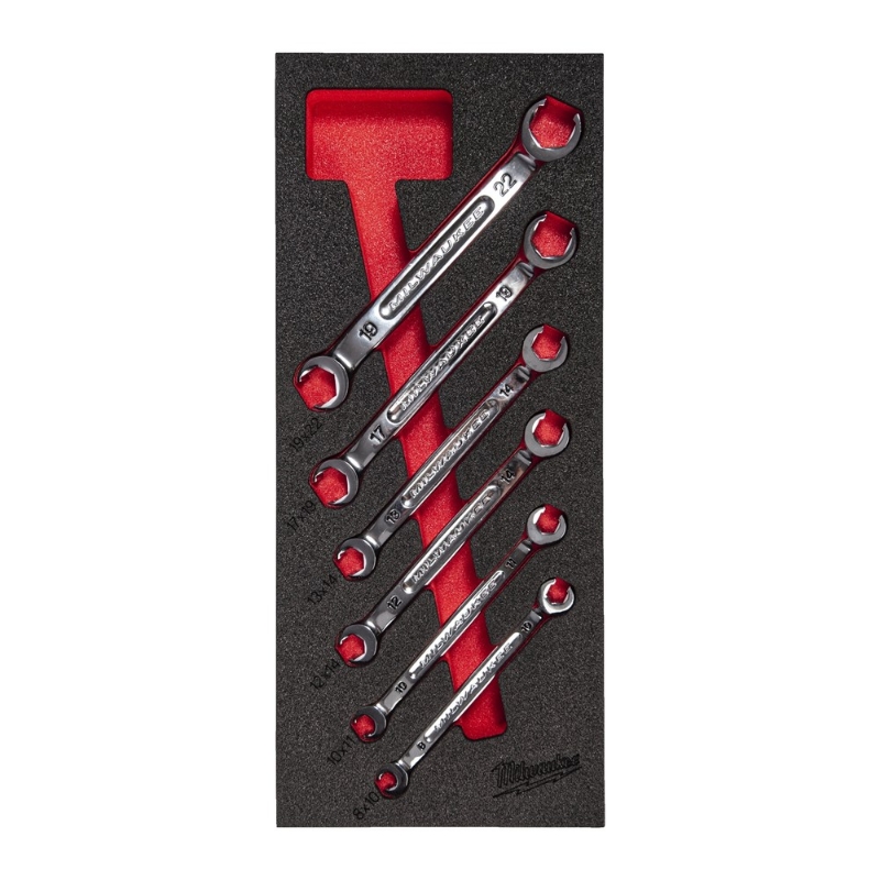 Afbeeldingen van MILWAUKEE® Foam inlay ringsleutelset open (6-delig) 6 pc Flare Nut Spanner Foam Insert Set