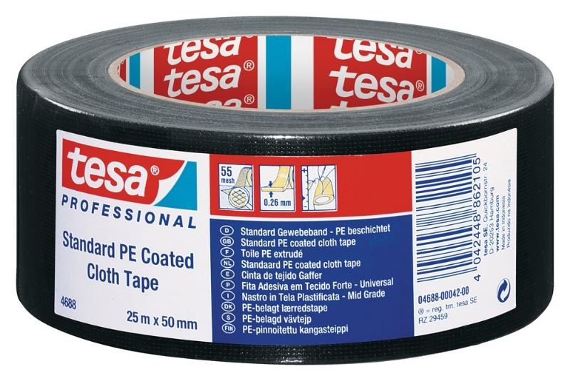 Afbeeldingen van tesa® Standaard polyethyleengecoate textieltape 4688