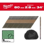 Afbeeldingen van MILWAUKEE® Draadnagels, 34°, D-kop 34° D-Head 80 mm / RS / B / SC1 - 2.200 pc