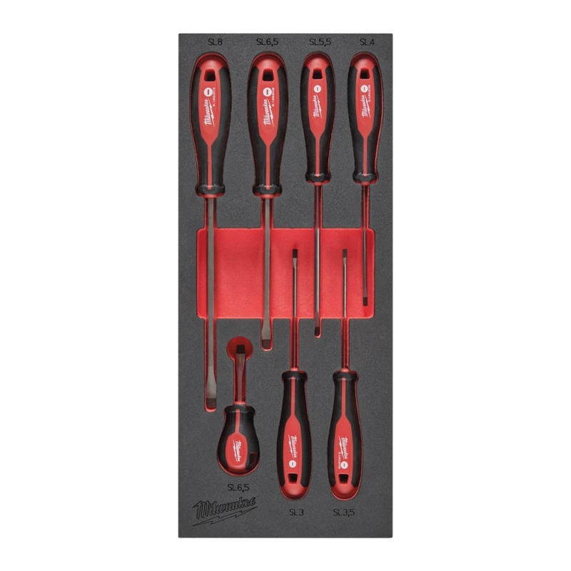 Afbeeldingen van MILWAUKEE® Foam Inlay schroevendraaier SL Set (7 delig) Screwdriver SL Set Foam Insert - 7 pc