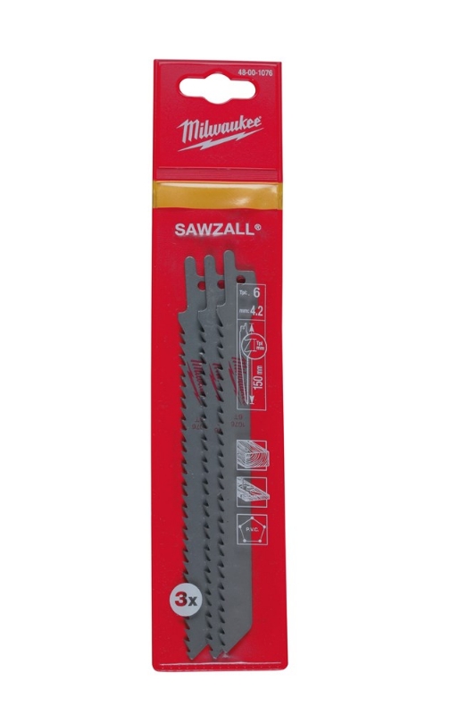 Afbeeldingen van MILWAUKEE® Reciprozaagblad 150 x 6 TPi (no plunge cut) - 3 pcs