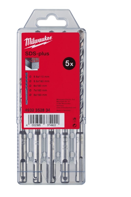 Afbeeldingen van MILWAUKEE® Set SDS-plus hamerboren (5-delig) SDS-Plus M2 Set - 5 pcs Long