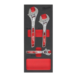 Afbeeldingen van MILWAUKEE® Foam Inlay verstelbare moersleutel set (3-delig) Adjustable Wrench set Foam Insert - 3 pc