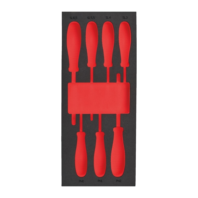 Afbeeldingen van MILWAUKEE® Lege foam inlays voor stalen gereedschapswagens Empty 7 pc Screwdriver SL & PH Set Foam Insert