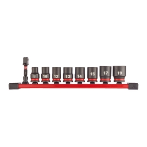 Afbeeldingen van MILWAUKEE® Slagdoppenset 3/8 op rail 3/8" impact socket STD set-9pc