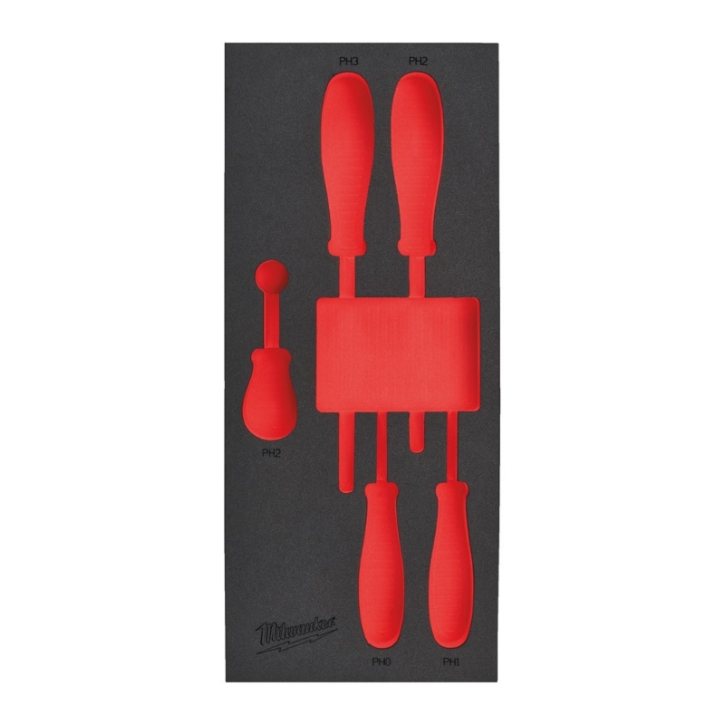 Afbeeldingen van MILWAUKEE® Lege foam inlays voor stalen gereedschapswagens Empty 5 pc Screwdriver PH Set Foam Insert