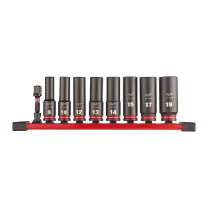Afbeeldingen van MILWAUKEE® Slagdoppenset 3/8 lang op rail 3/8" impact socket deep set-9pc