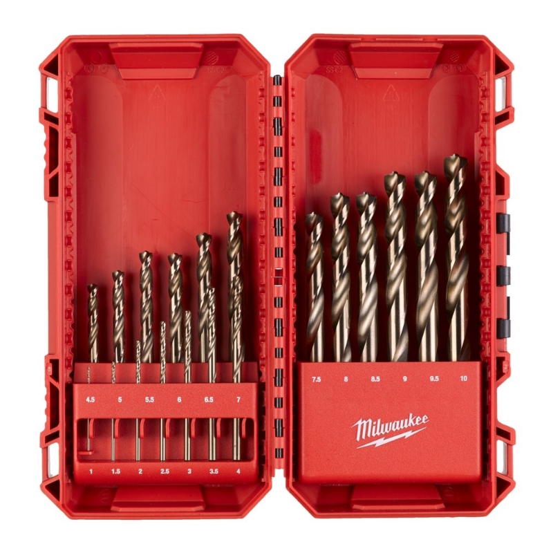 Afbeeldingen van MILWAUKEE® Metaalboor HSS DIN 338 Cobalt HSS-G Cobalt Set - 19 pc