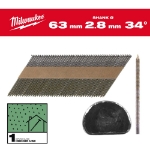 Afbeeldingen van MILWAUKEE® Draadnagels, 34°, D-kop 34° D-Head 63 mm / RS / B / SC1 - 2.200 pc