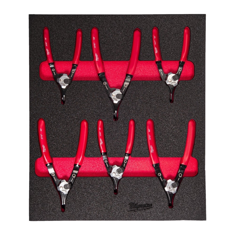 Afbeeldingen van MILWAUKEE® Foam inlay borgveertangenset (6-delig) 6 pc Circlip Pliers Foam Insert Set