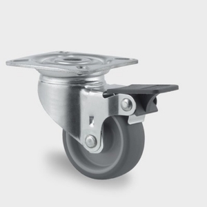 Afbeeldingen van Tente Apparaatzwenkwiel met plaat en rem, rubber band 2475PJP050P40