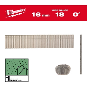 Afbeeldingen van MILWAUKEE® Brad spijkers, 18 gauge, dunne kop 18G / 16 mm / RC / G / SC1 - 10.000 pc
