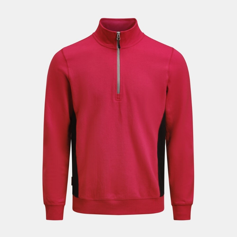 Afbeeldingen van Jobman 5401 Halfzip sweatshirt rood/zwart m