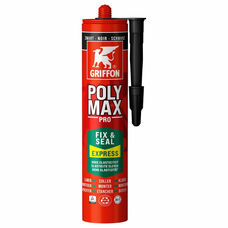 Afbeeldingen van Griffon Poly Max® Fix & Seal Express Zwart Koker 425 g NL/FR/DE