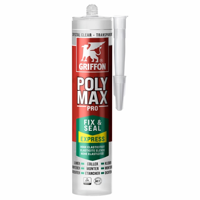 Afbeeldingen van Griffon Poly Max® Fix & Seal Express Crystal Clear Koker 300 g NL/FR/DE