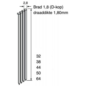 Afbeeldingen van Brad DA18 Cnk 64 mm doos 4,00mille