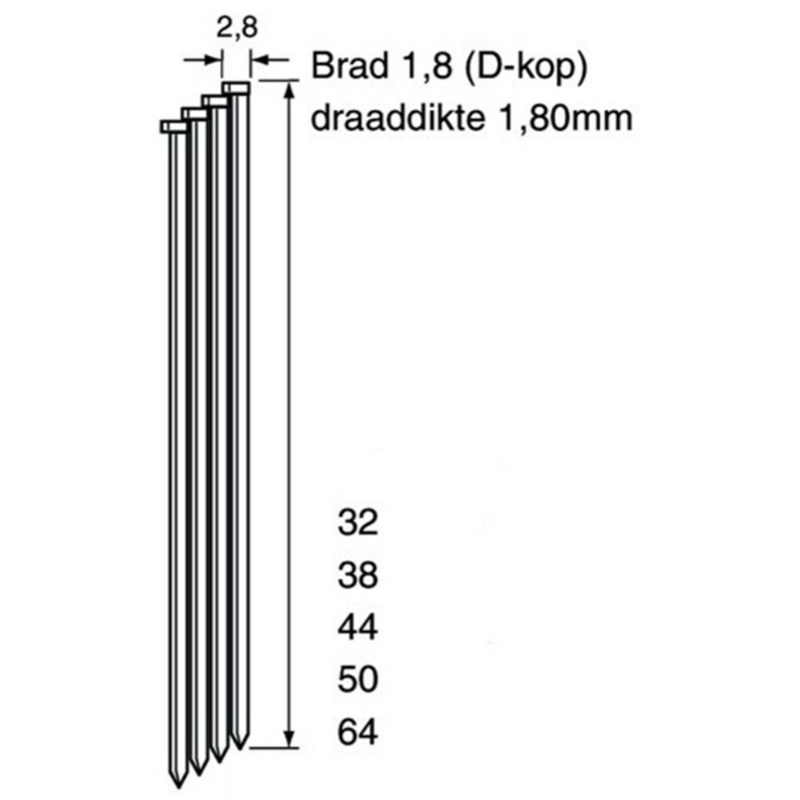 Afbeeldingen van Brad DA18 CRvs 38 mm doos 4,00mille