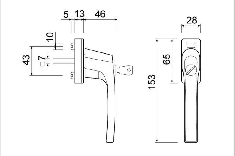 Afbeeldingen van Ami Vhb raamgreep 812 7x32  cpl ovaal zwart