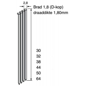 Afbeeldingen van Dutack Fasteners Brad D-kop DA18-50